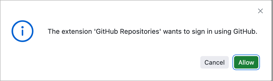 pop up asking about signing in to GitHub